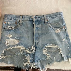 Levi high rise jean shorts